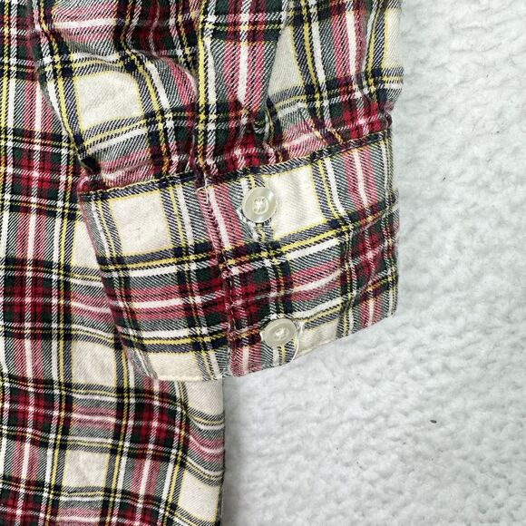 Soft Surroundings Plaid Ruffle Tunic Top Large 100% Cotton Button Front - Picture 10 of 13